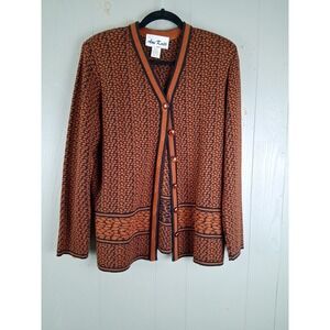 Vintage Cardigan Sweater Womens 12 Rust Color Teacher Old Money Made USA